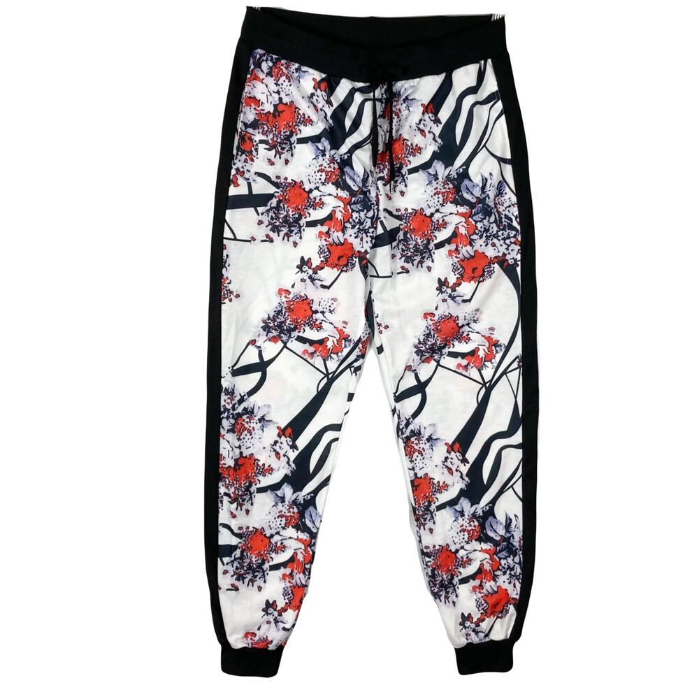 New DAUPANZEES Sweatpants Men M Joggers Cherry Blossom Floral Side Stripe